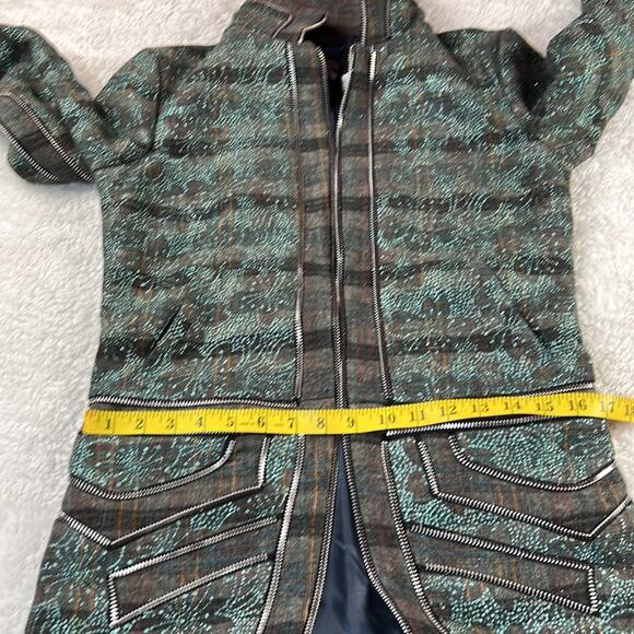 Custo Barcelona Y2K 2006 NWT Long wool blend plaid sparkle no zip coat, 42 or 8 - Picture 6 of 11